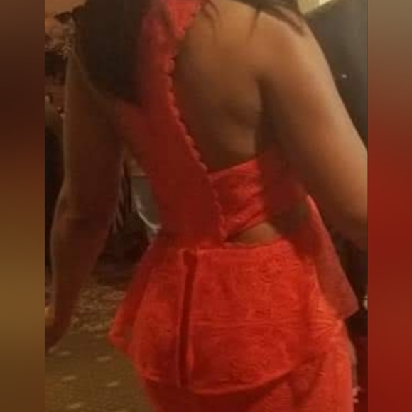 ASOS Tall Lace Evening Gown in Orange - Picture 5 of 7